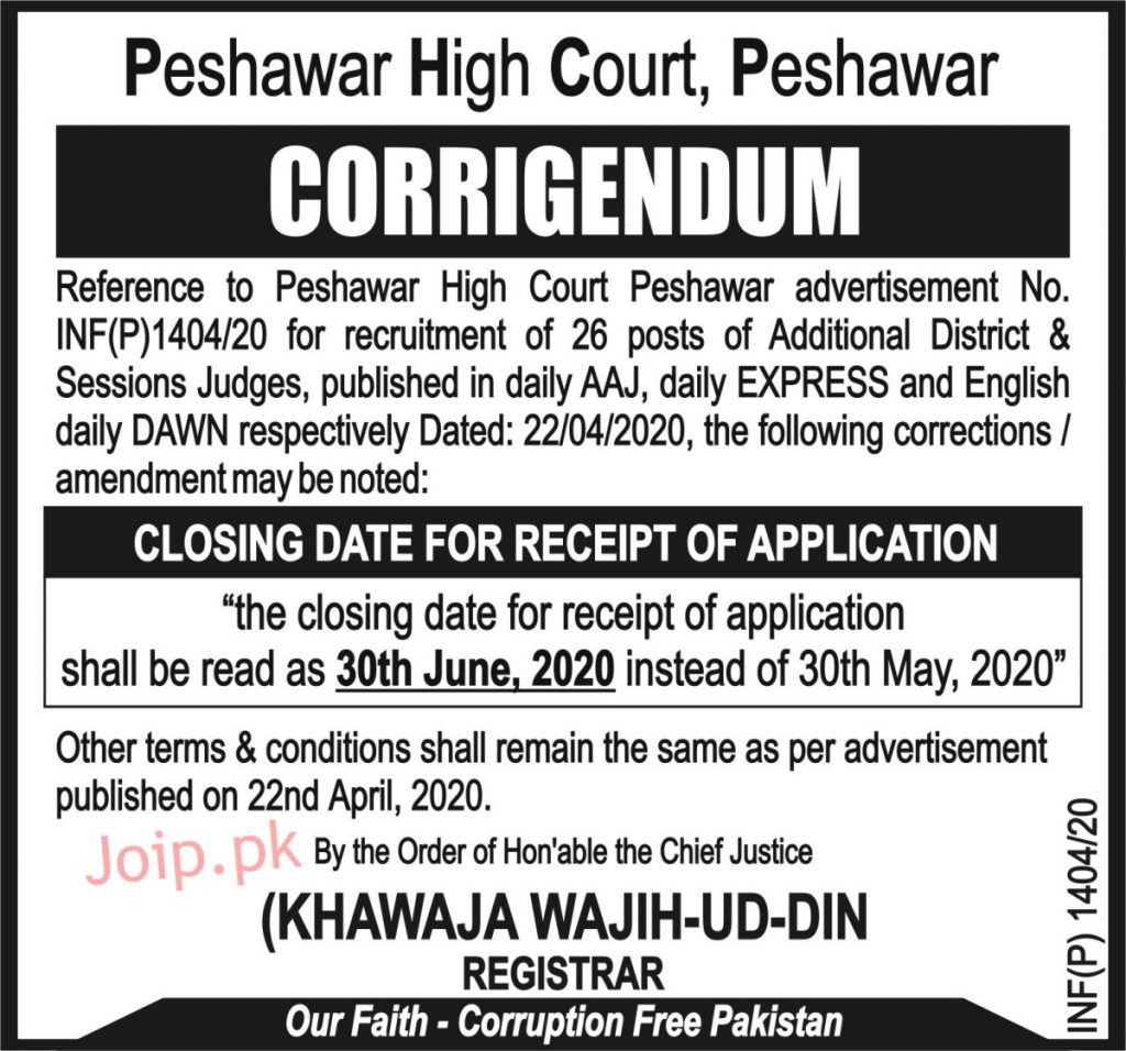 Peshawar High Court Jobs For 26 Vacant Posts Of Judges